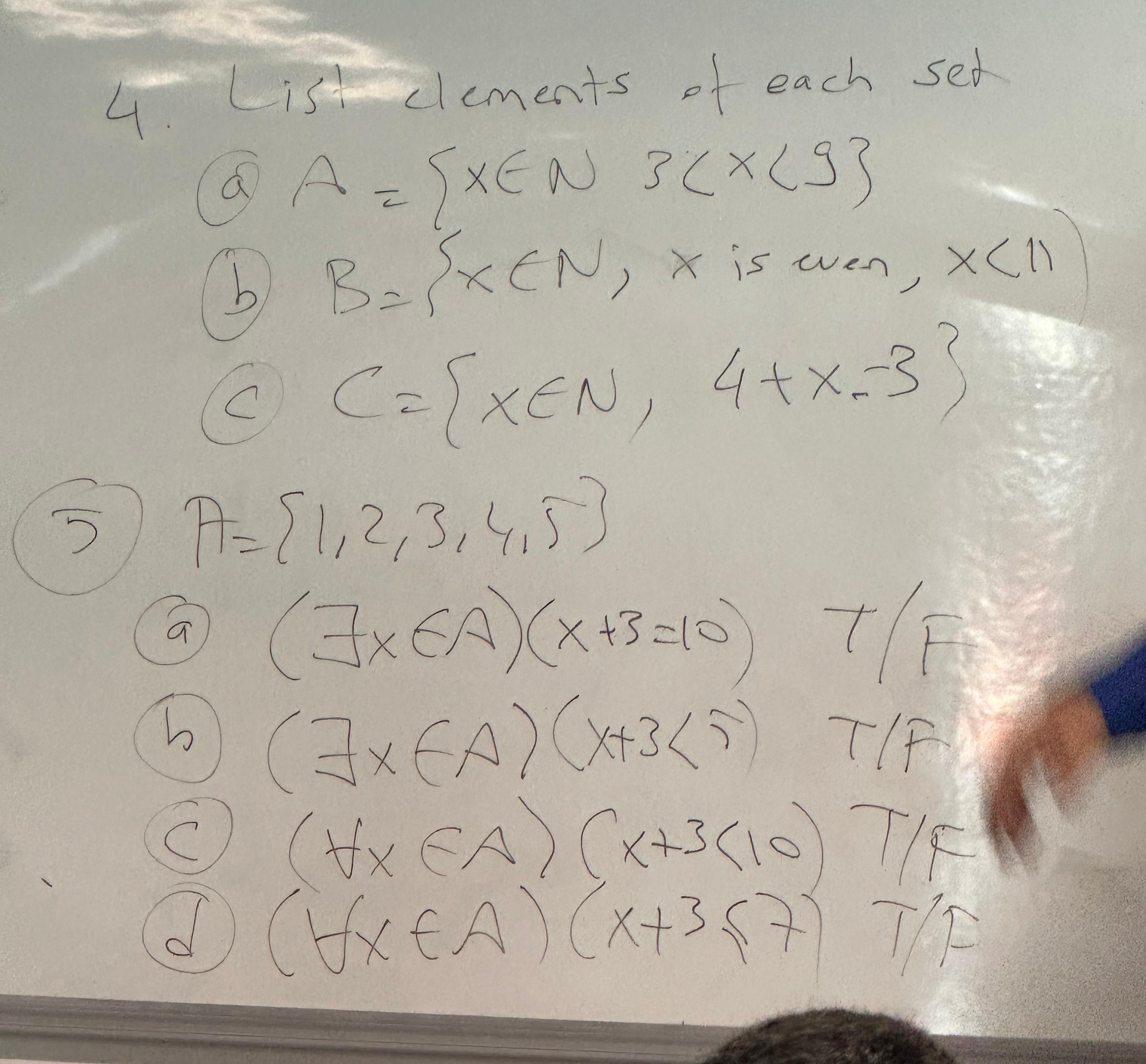 4 List clements of each set ( a )
