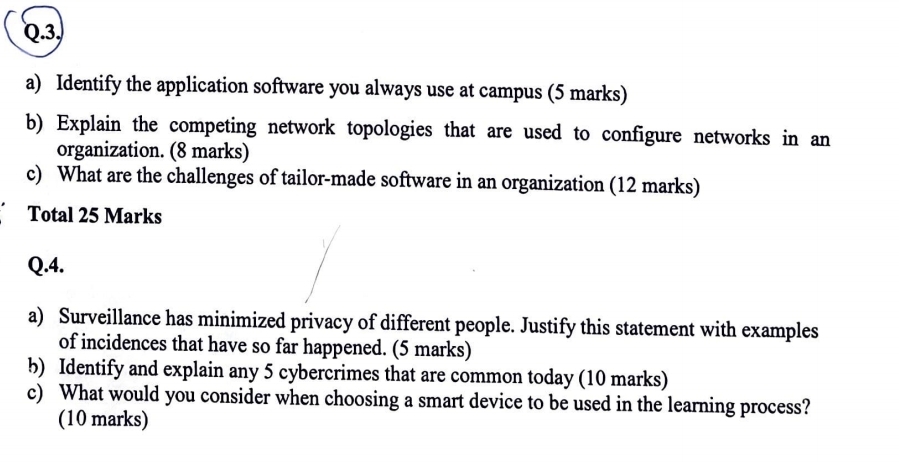 Q . 3 . a ) Identify the application software you
