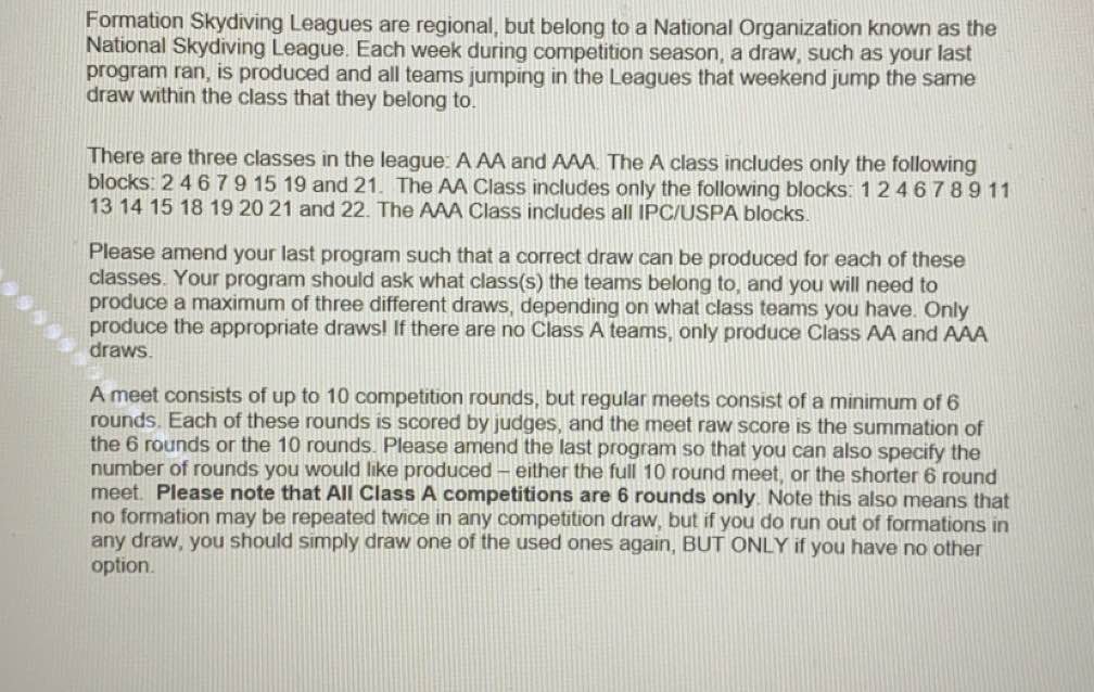 IN JAVA. Formation Skydiving Leagues are