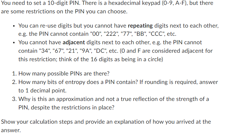 You need to set a 1 0 - digit PIN. There is a