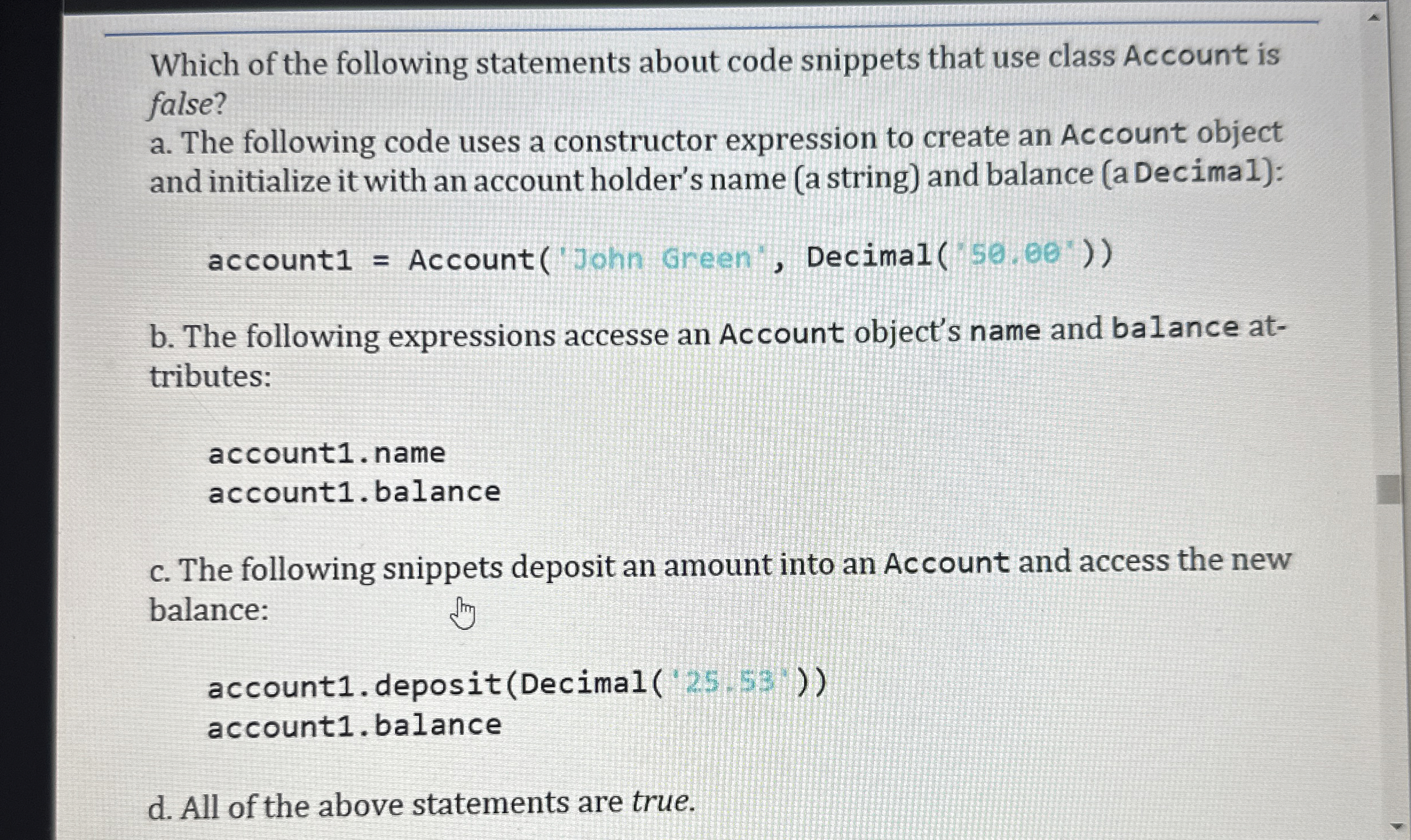 Which of the following statements about code