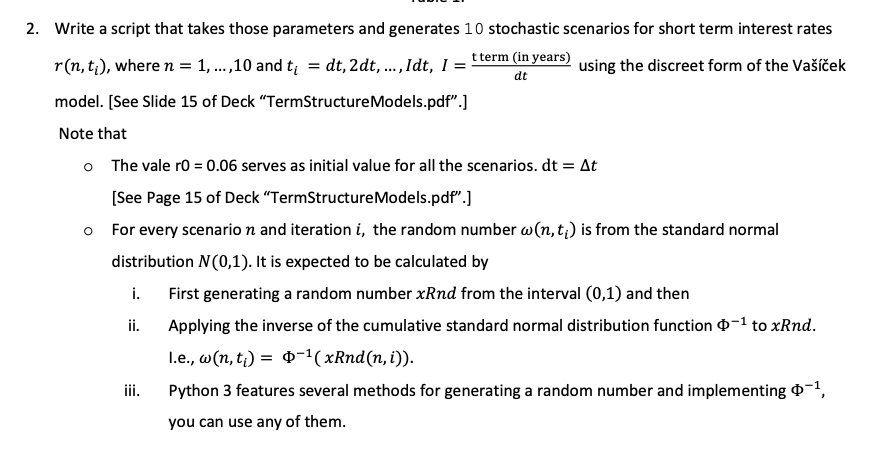 2. Write a script that takes those parameters and