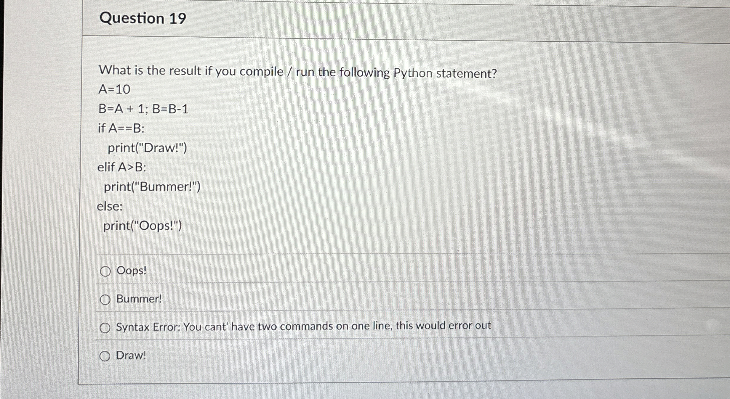 Question 1 9 What is the result if you compile /