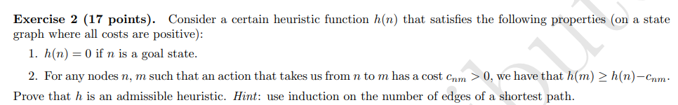 Exercise 2 ( 1 7 points ) . Consider a certain