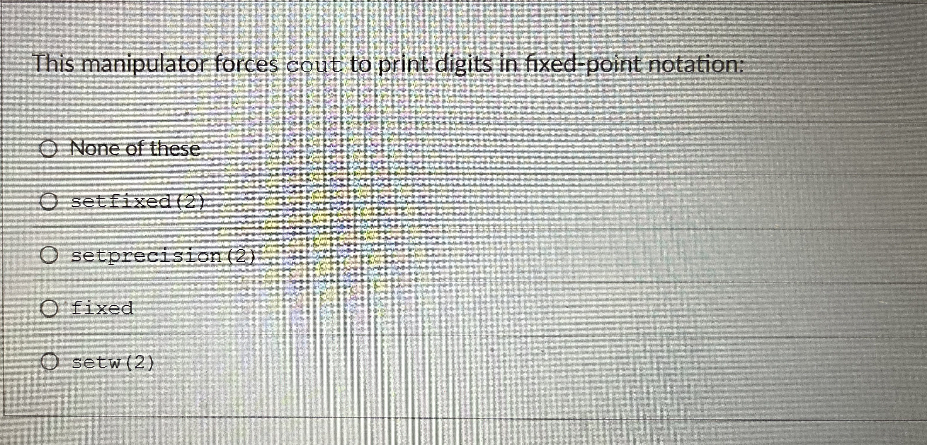This manipulator forces cout to print digits in