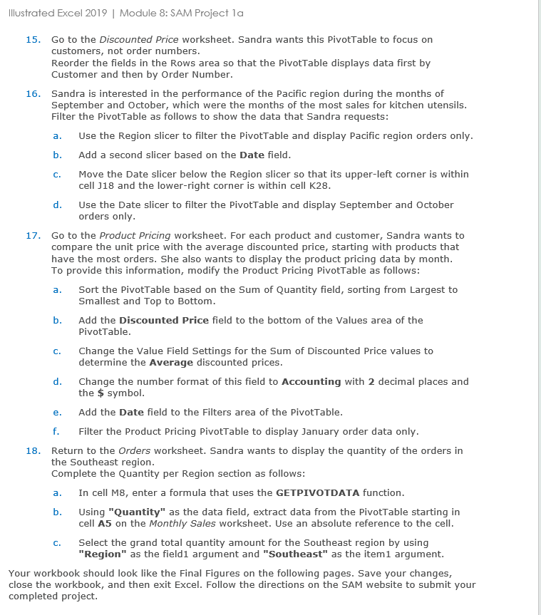 Illustrated Excel 2 0 1 9 | Module 8 : SAM