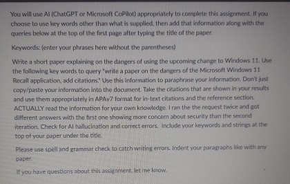 You will use Al ( ChatGPT or Microsoft CoPilot )