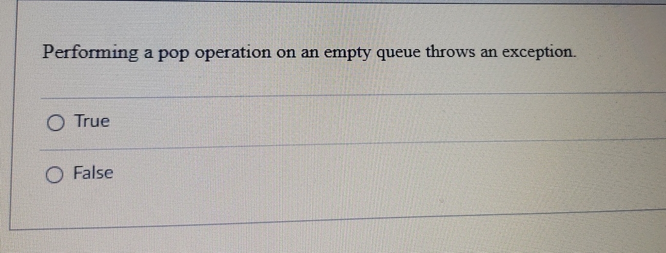 Performing a pop operation on an empty queue