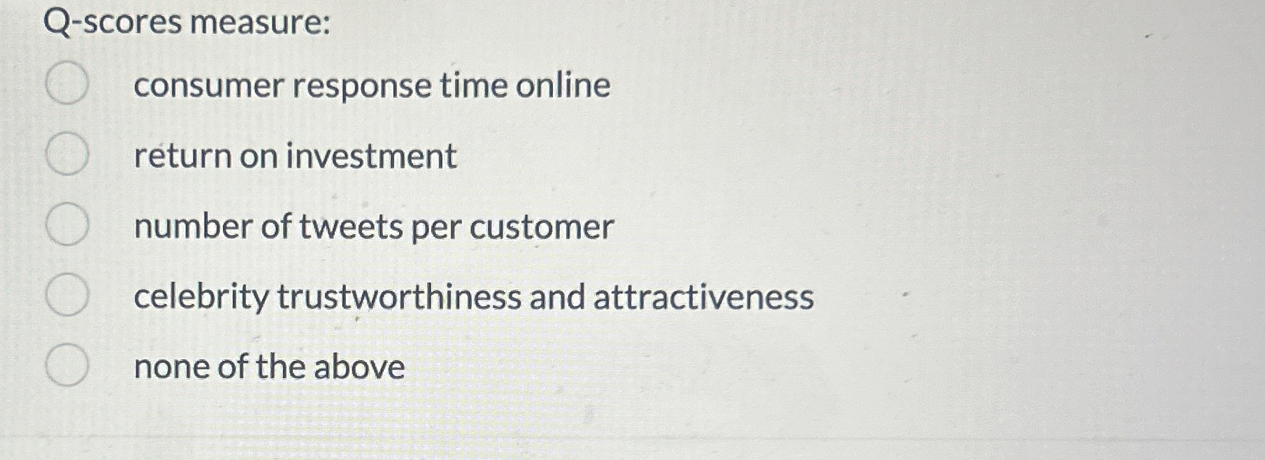 Q - scores measure: consumer response time online
