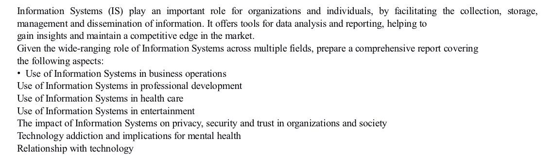 help Information Systems ( IS ) play an important