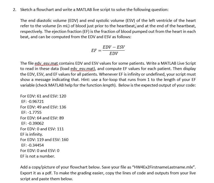 Sketch a flowchart and write a MATLAB live script