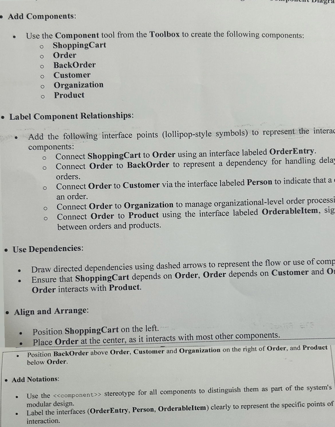 Add Components: Use the Component tool from the