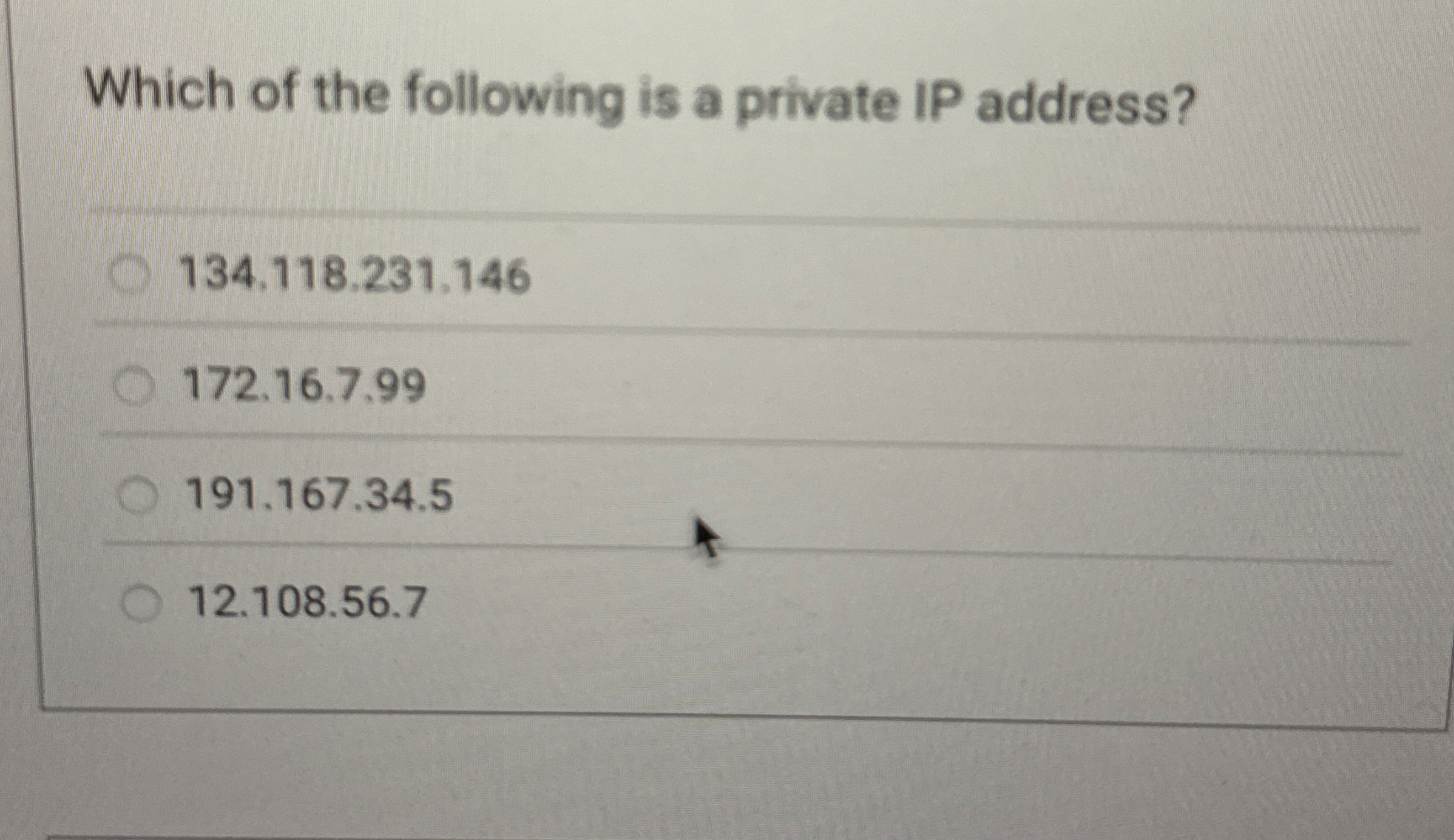 Which of the following is a private IP address? 1