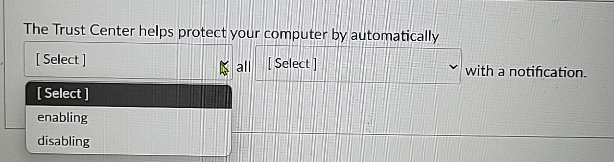 The Trust Center helps protect your computer by