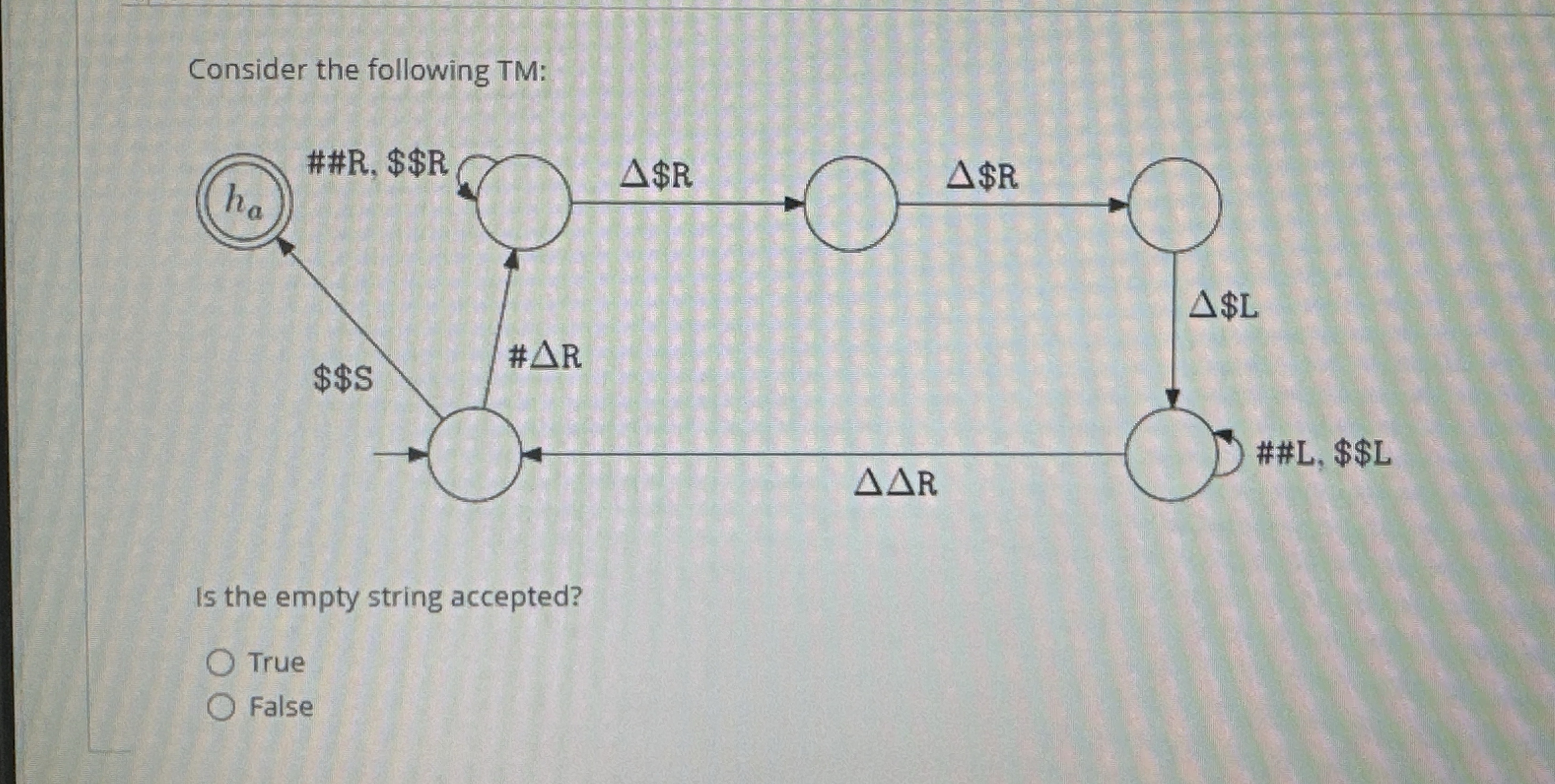 Consider the following TM: Is the empty string