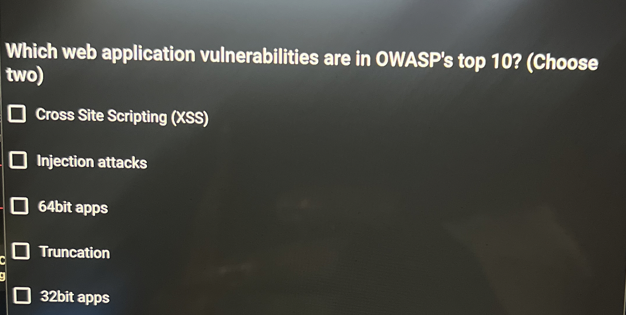 Which web application vulnerabilities are in