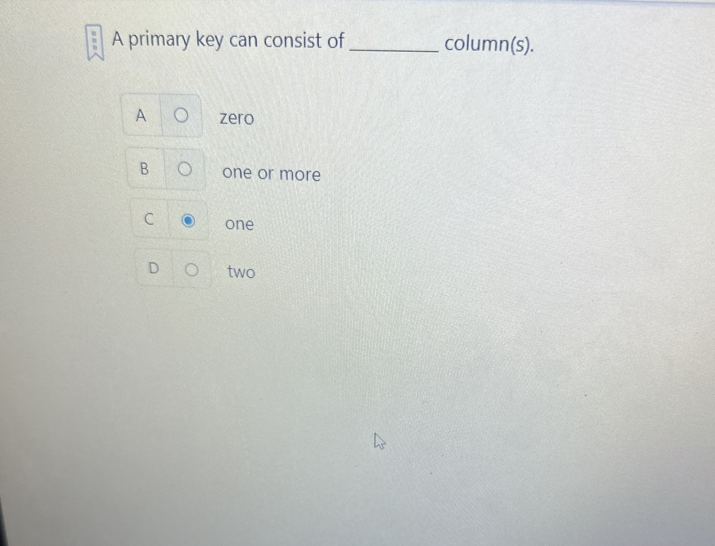 A primary key can consist of column ( s ) . A