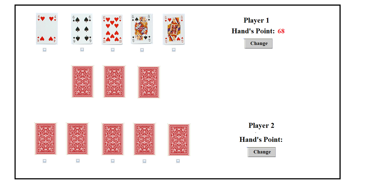 This is a 2 - player game. Initially, five cards