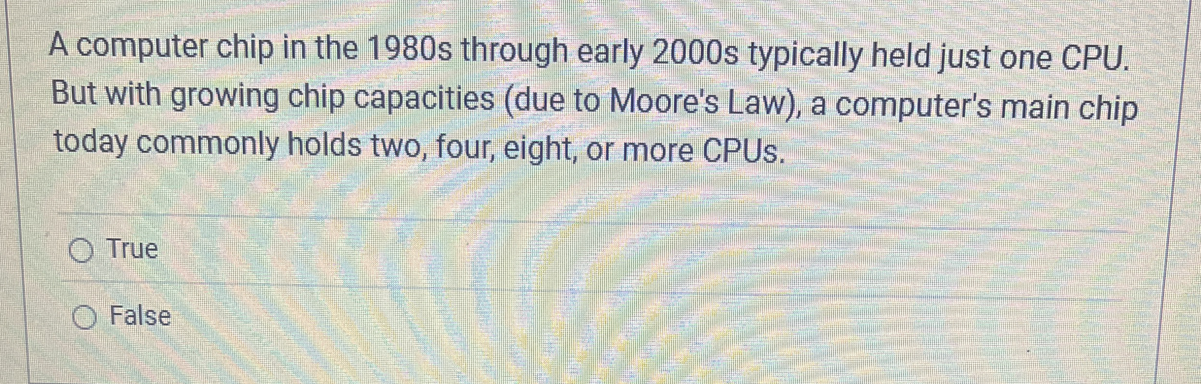 A computer chip in the 1 9 8 0 s through early 2
