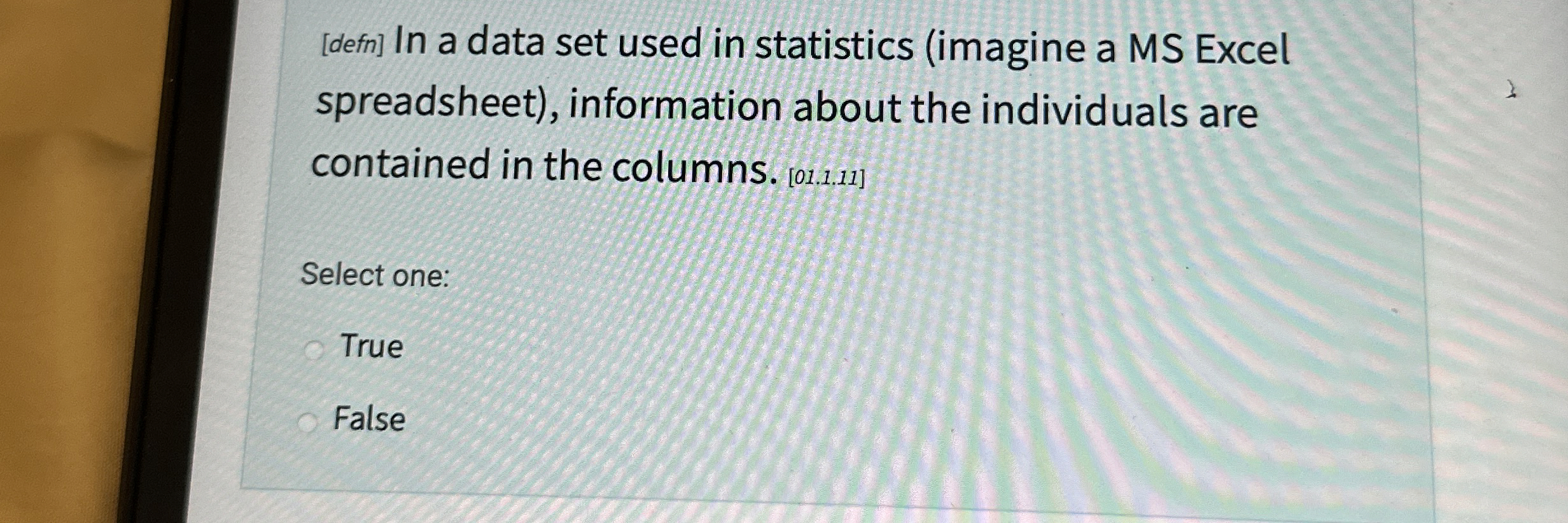 [ deff ] In a data set used in statistics (