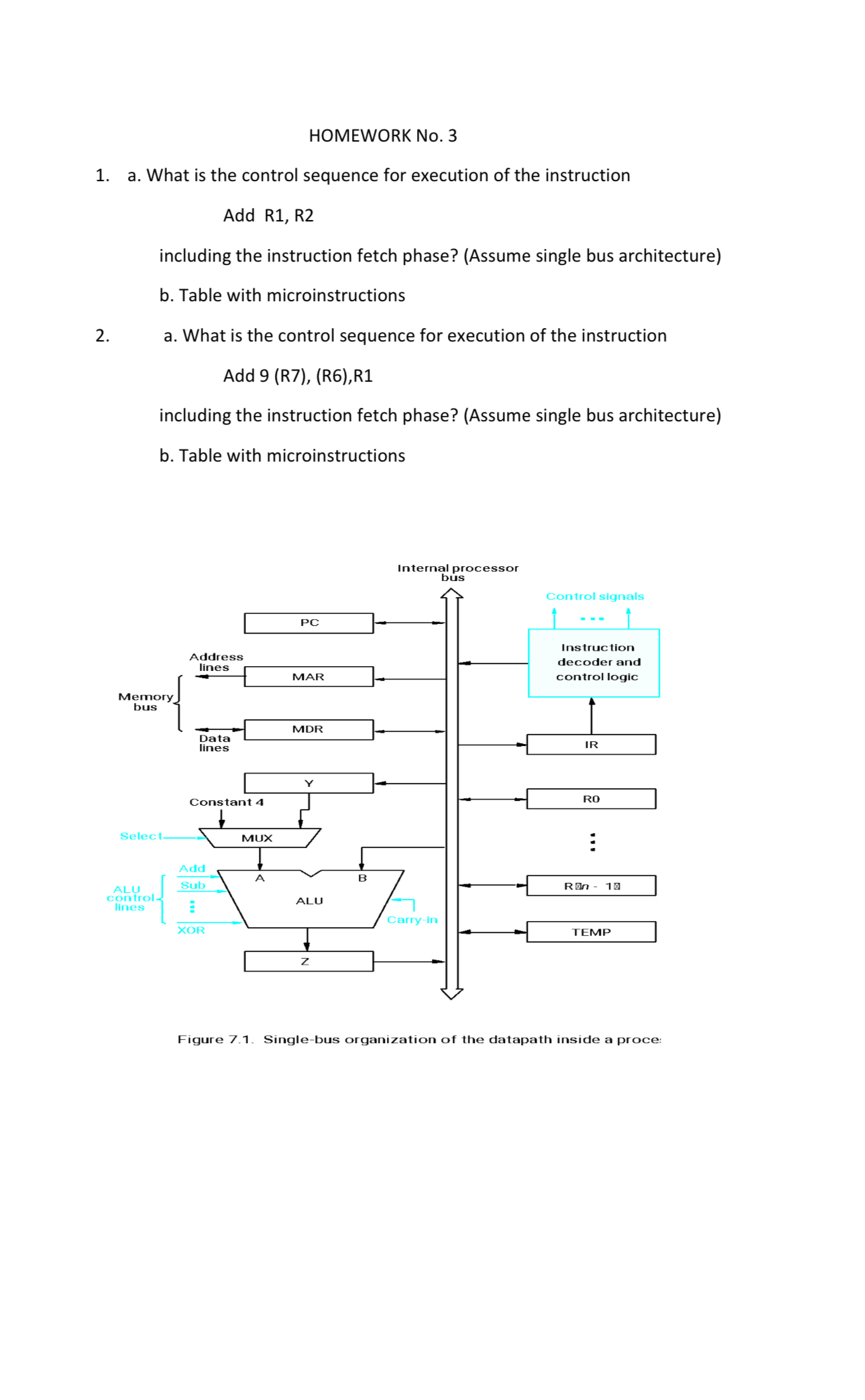 HOMEWORK No . 3 a . What is the control sequence