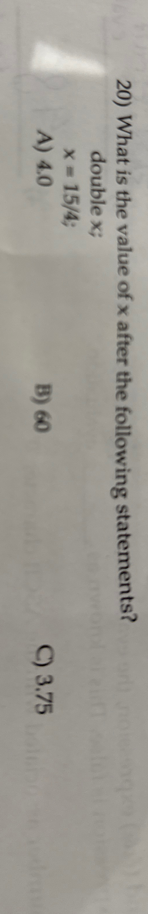 What is the value of x after the following