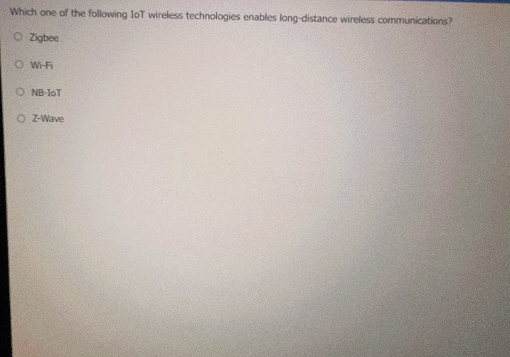 Which one of the following IOT wireless