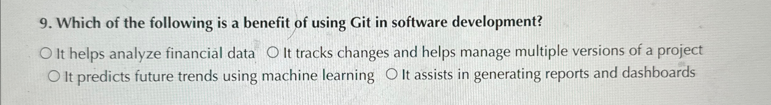 Which of the following is a benefit of using Git