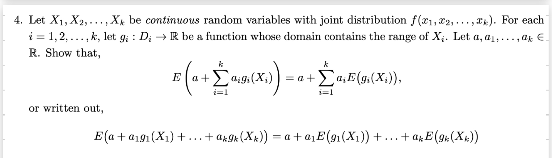 Let x 1 , x 2 , dots, x k be continuous random