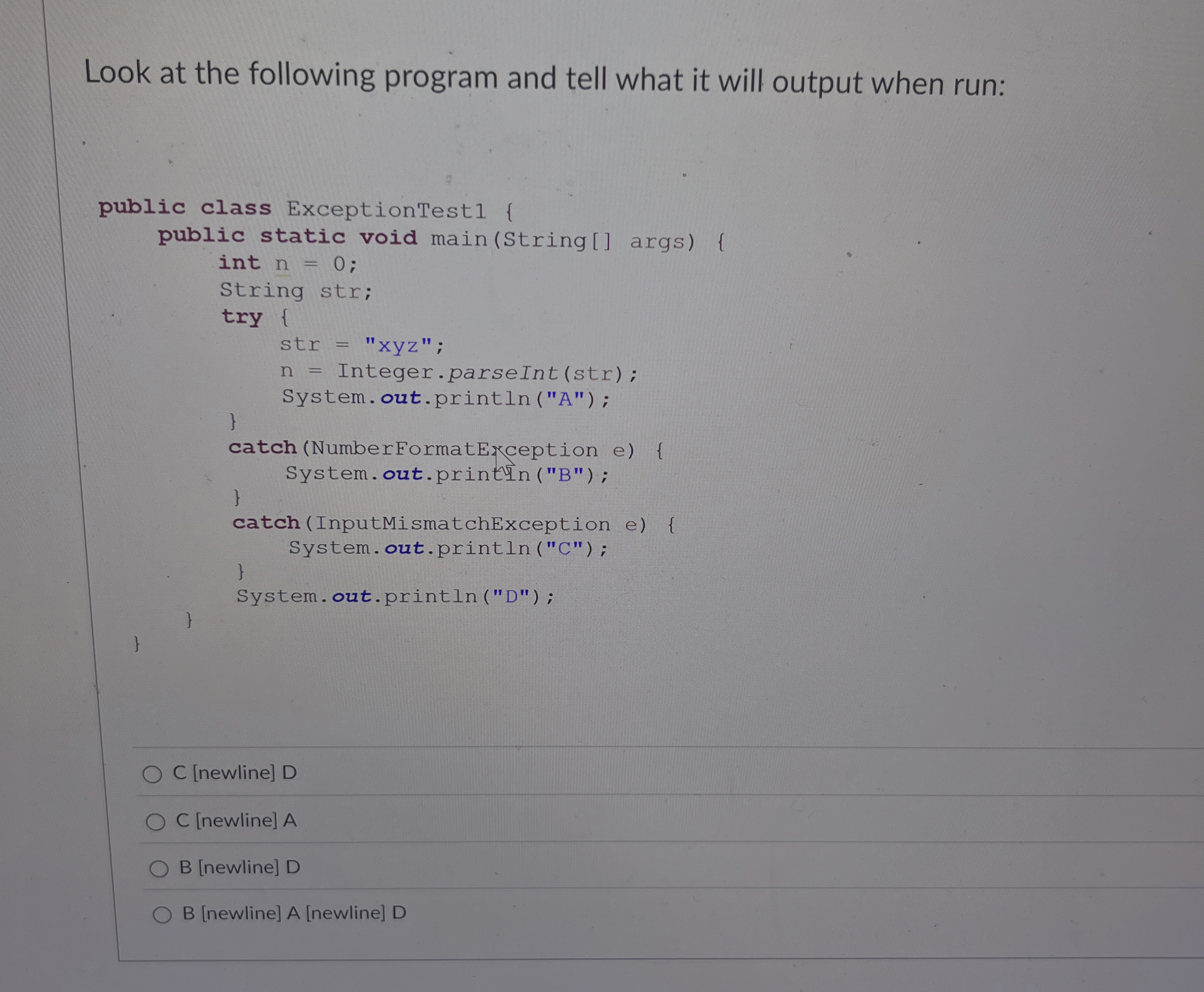 Look at the following program and tell what it