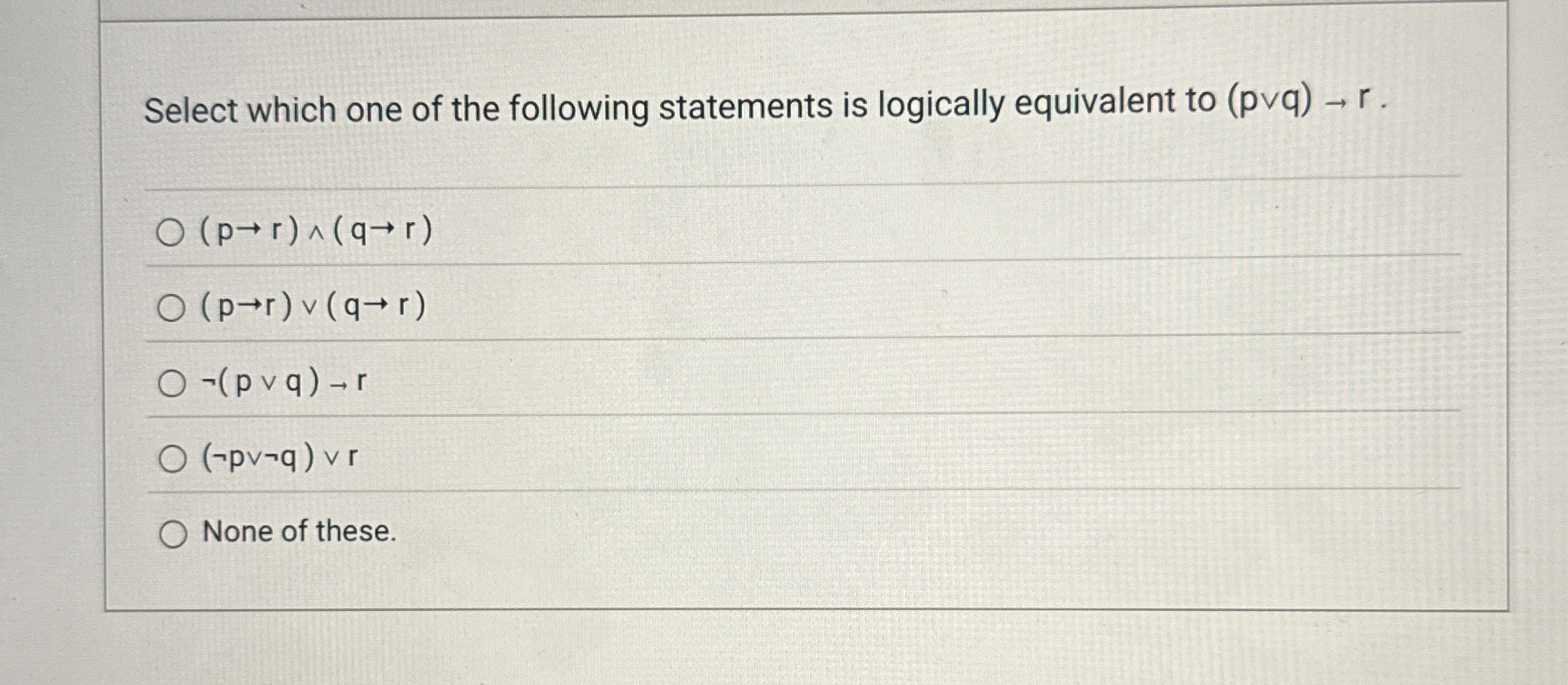 Select which one of the following statements is