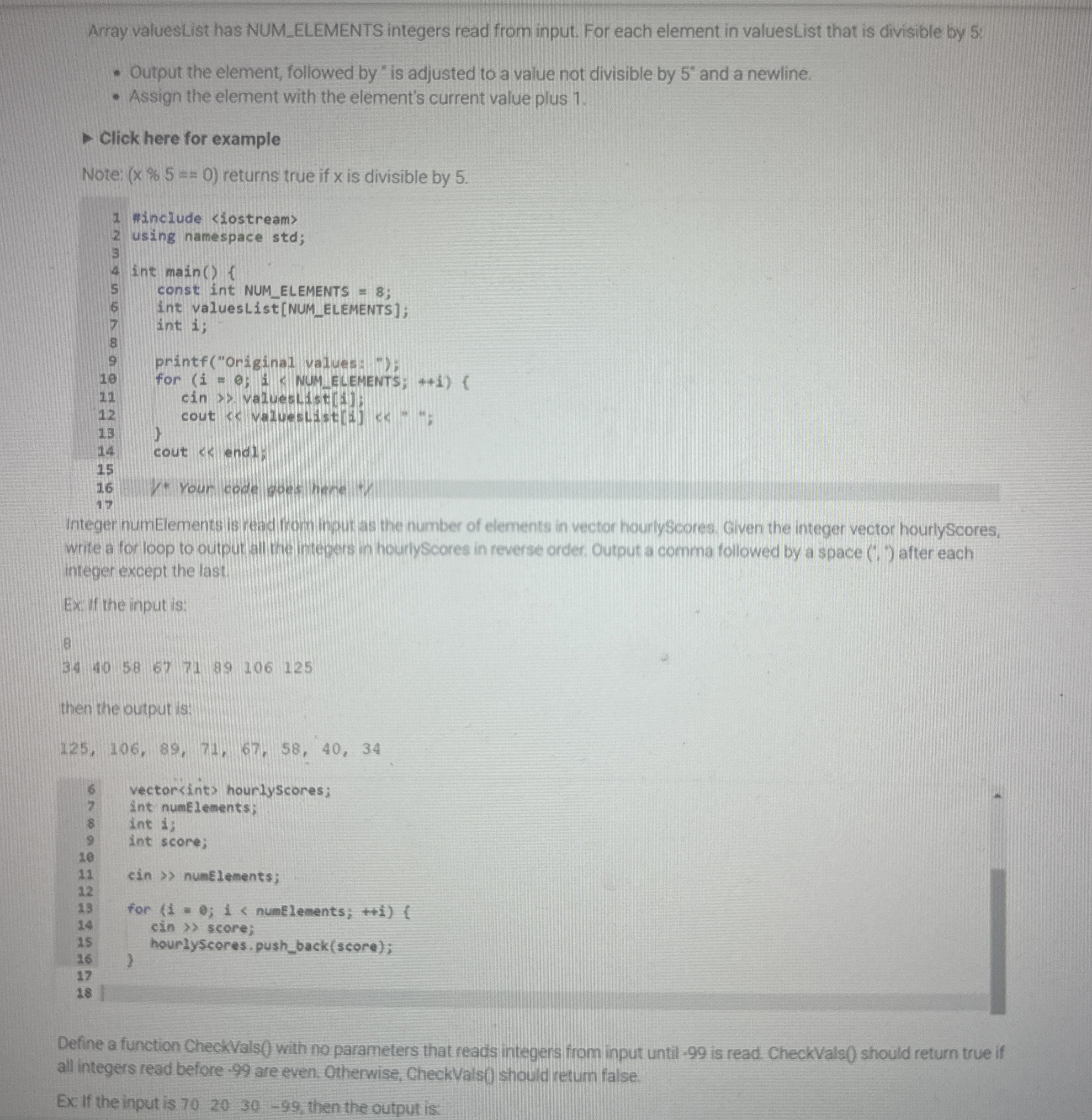 Help 3 , C + + programs. Array valuesList has NUM