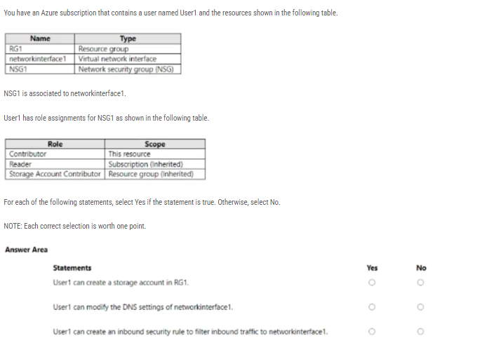You have an Azure subscription that contains a