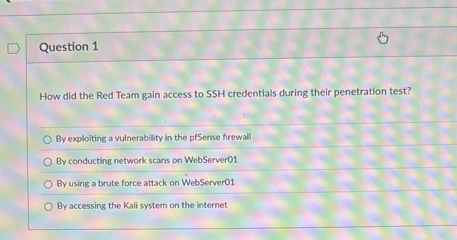 Question 1 How did the Red Team gain access to