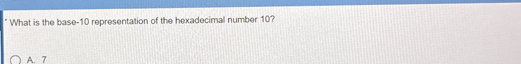 What is the base - 1 0 representation of the
