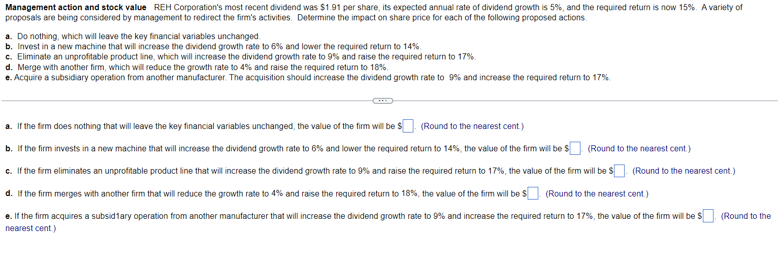 Management action and stock value REH