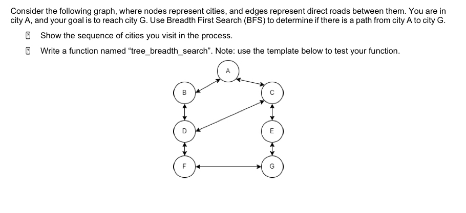 Consider the following graph, where nodes