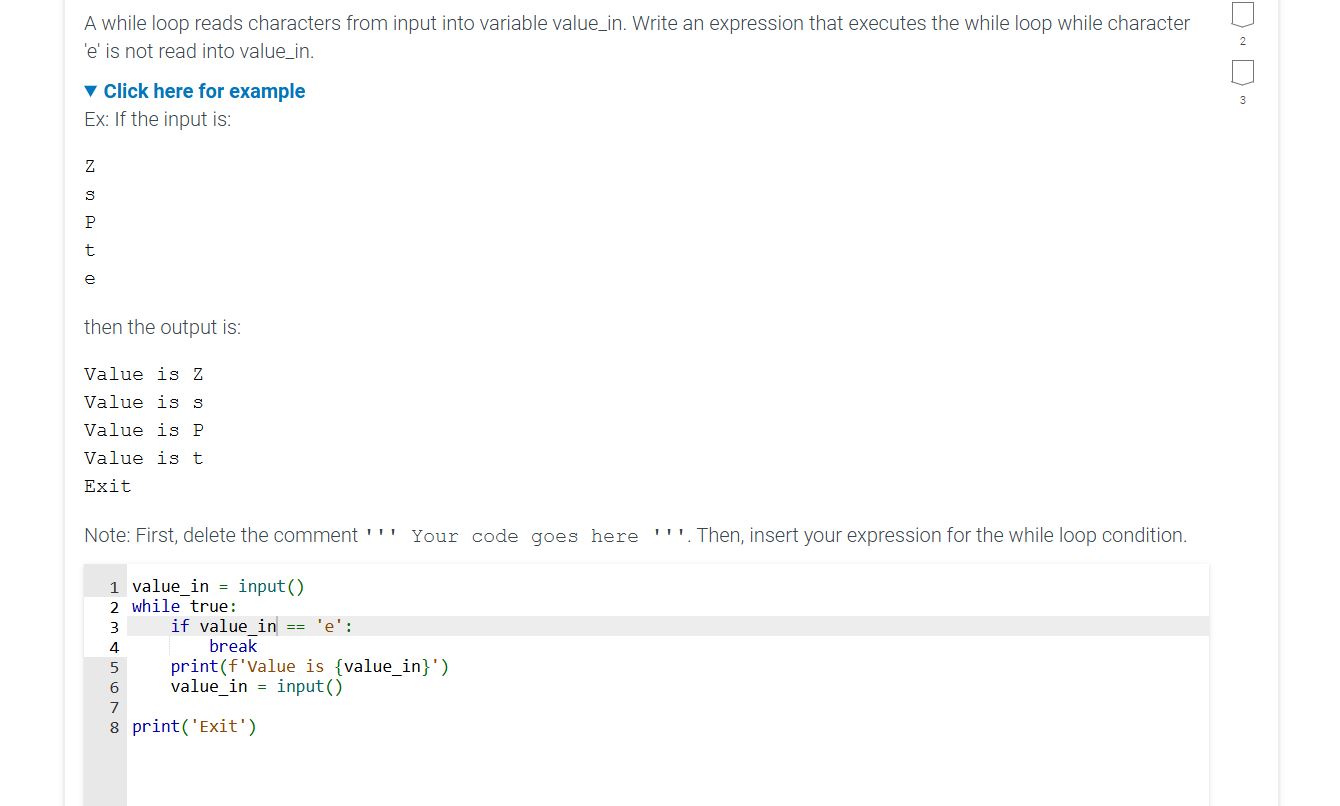 python A while loop reads characters from input