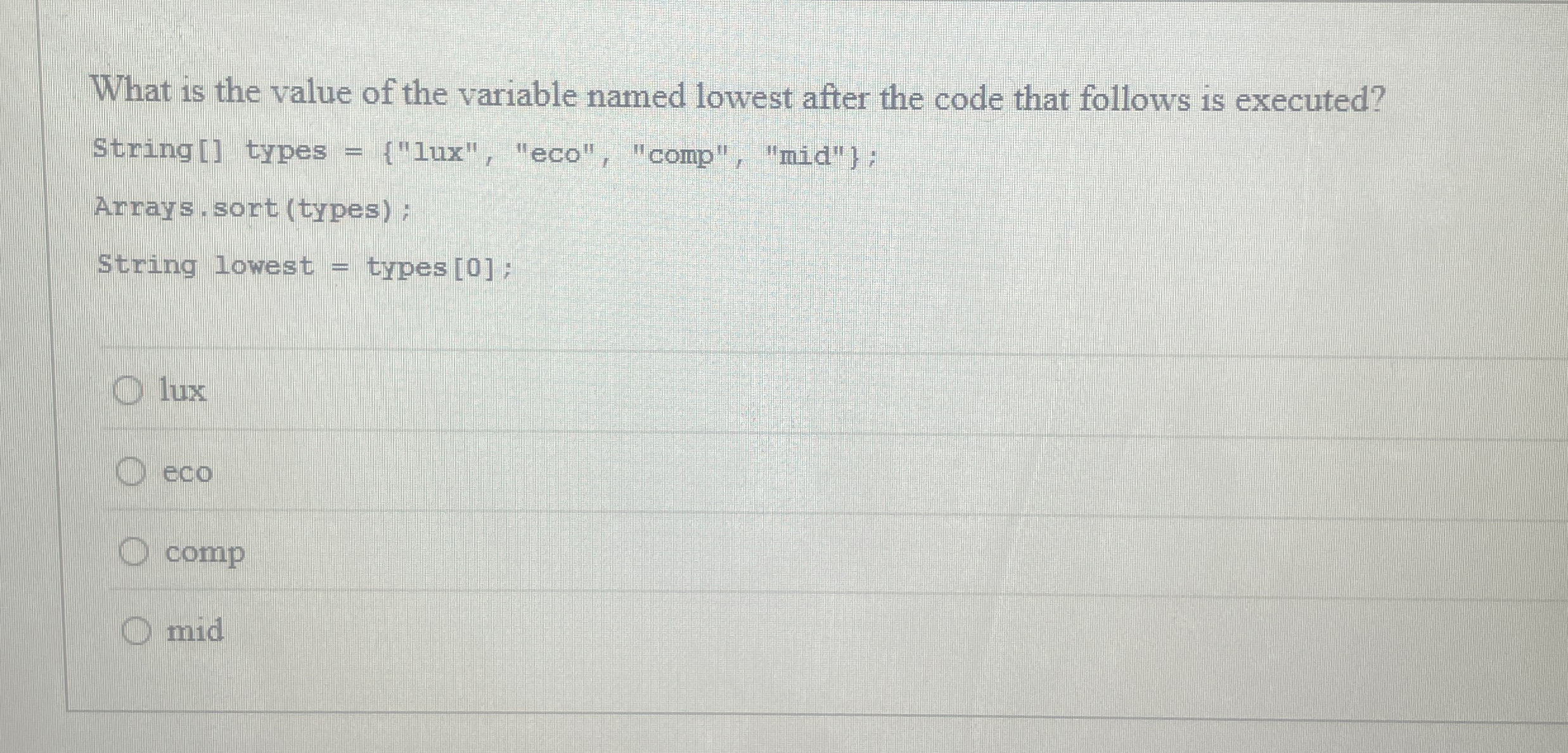 What is the value of the variable named lowest