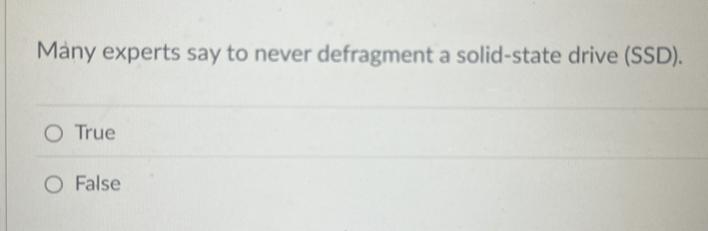 Many experts say to never defragment a solid -
