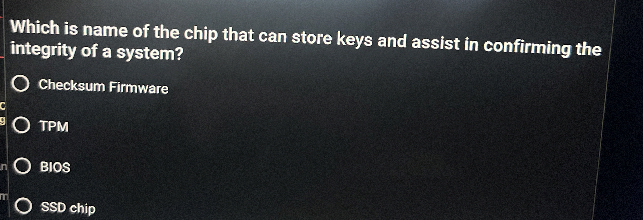Which is name of the chip that can store keys and