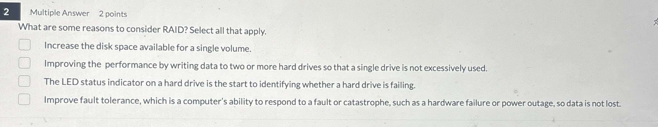 2 Multiple Answer 2 points What are some reasons