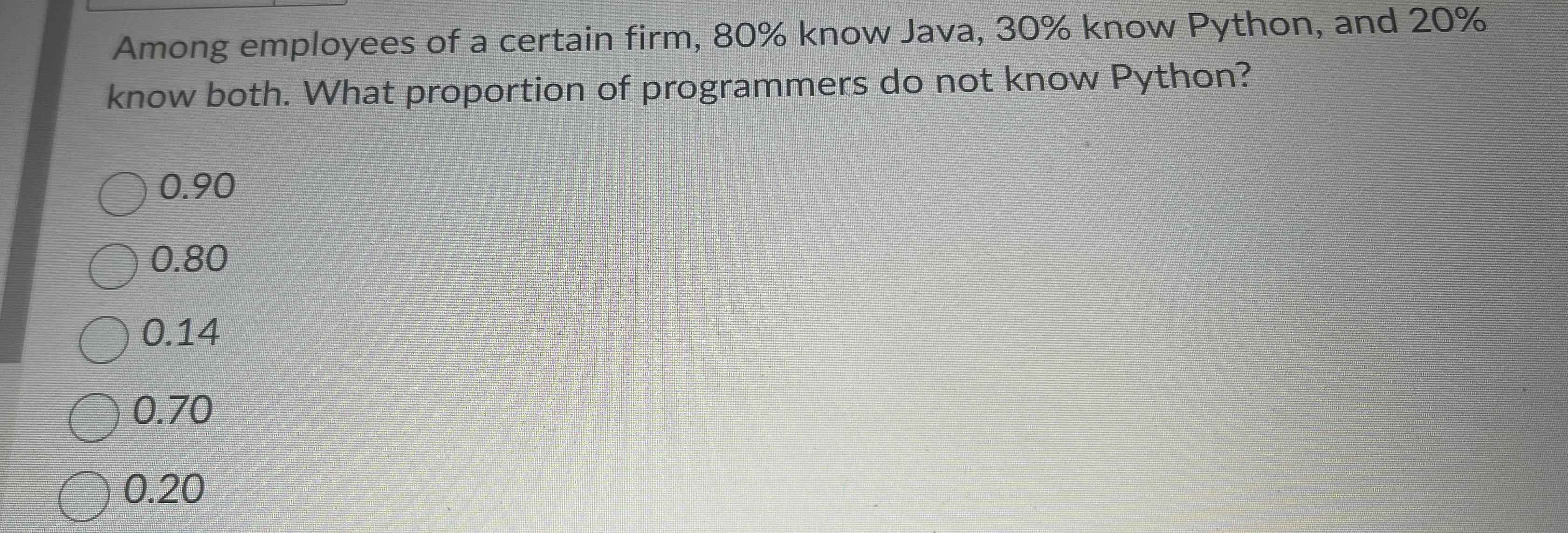 Among employees of a certain firm, 8 0 % know