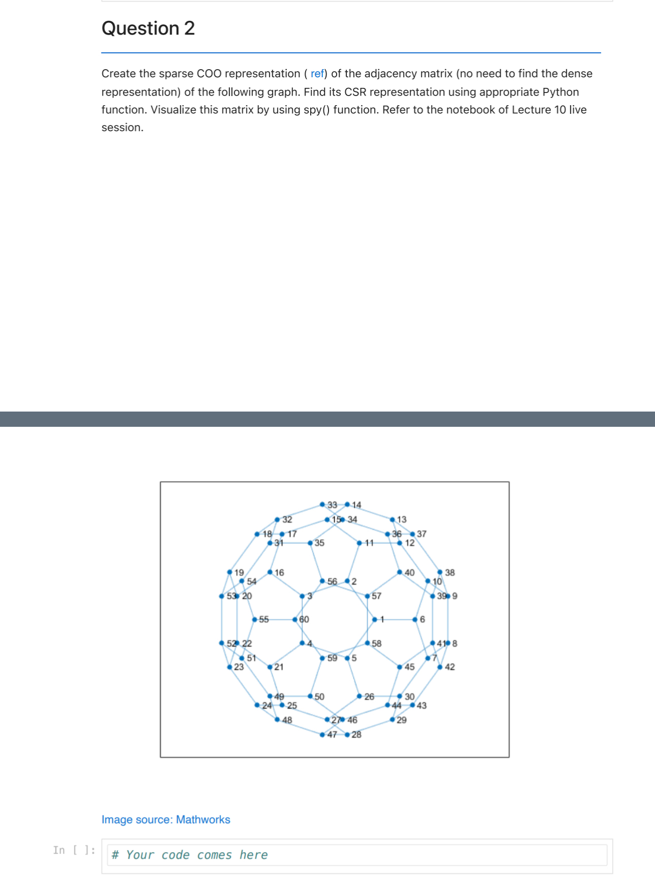 Question 2 Create the sparse COO representation (