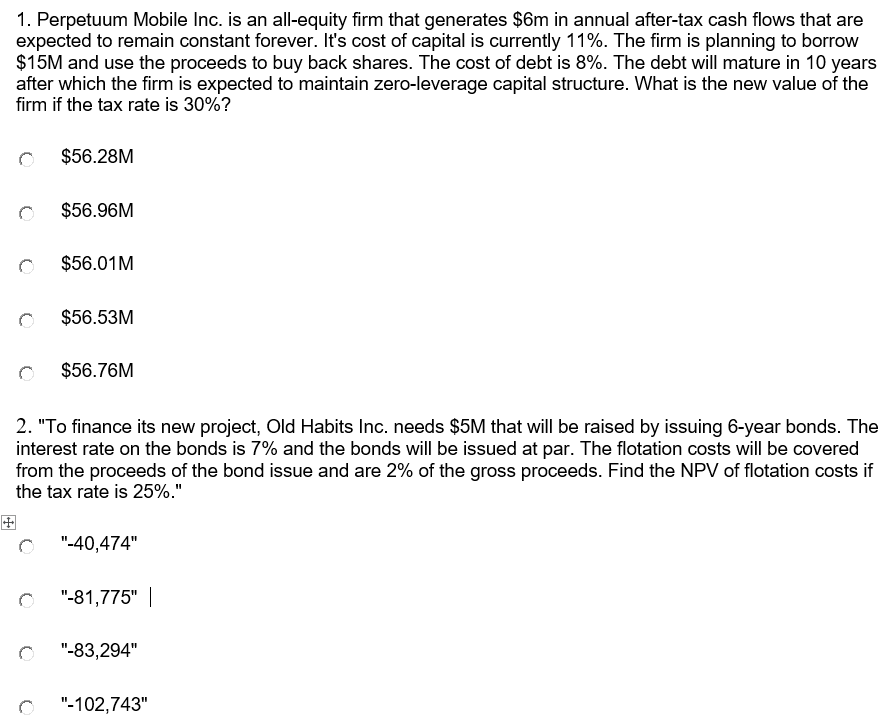 1. Perpetuum Mobile Inc. is an all-equity rm that