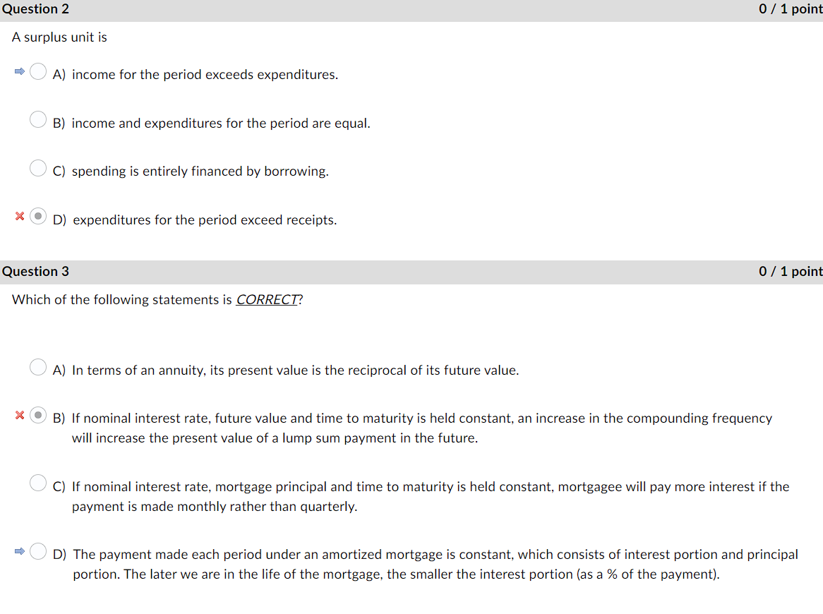 Question 2 0 l 1 point Asurplus unit is E\" A)