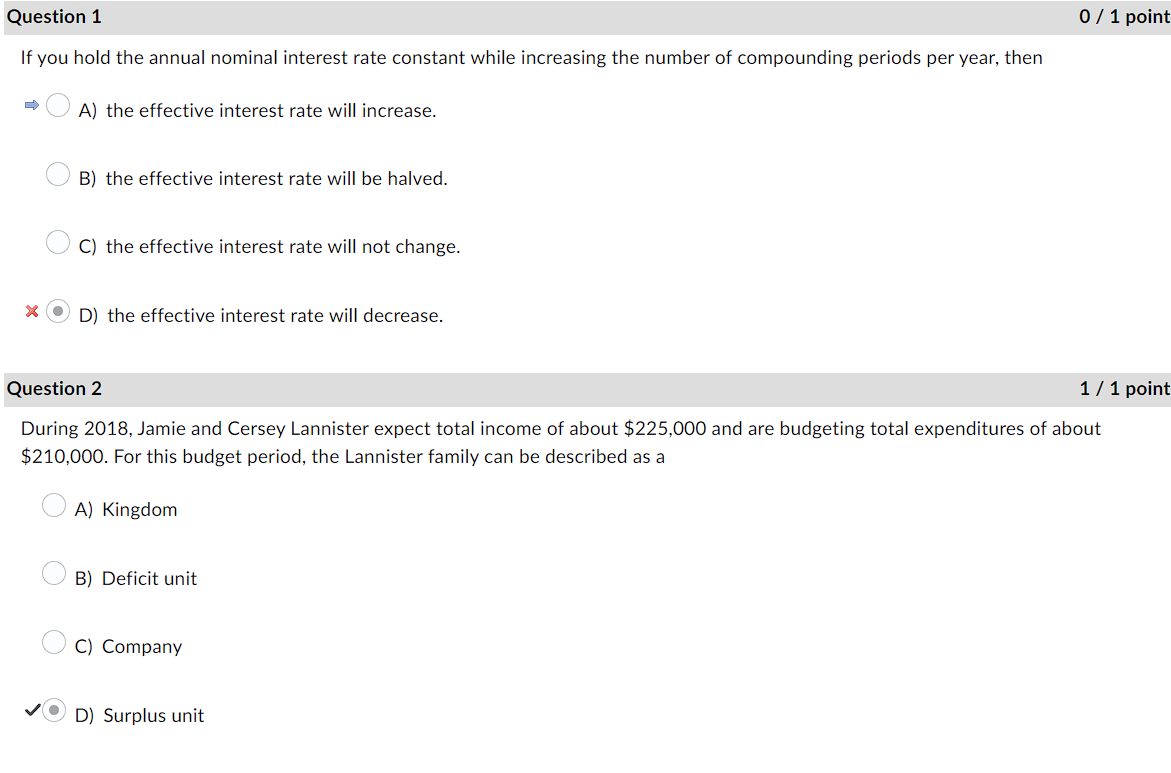 Question 2 0 l 1 point Asurplus unit is E\" A)