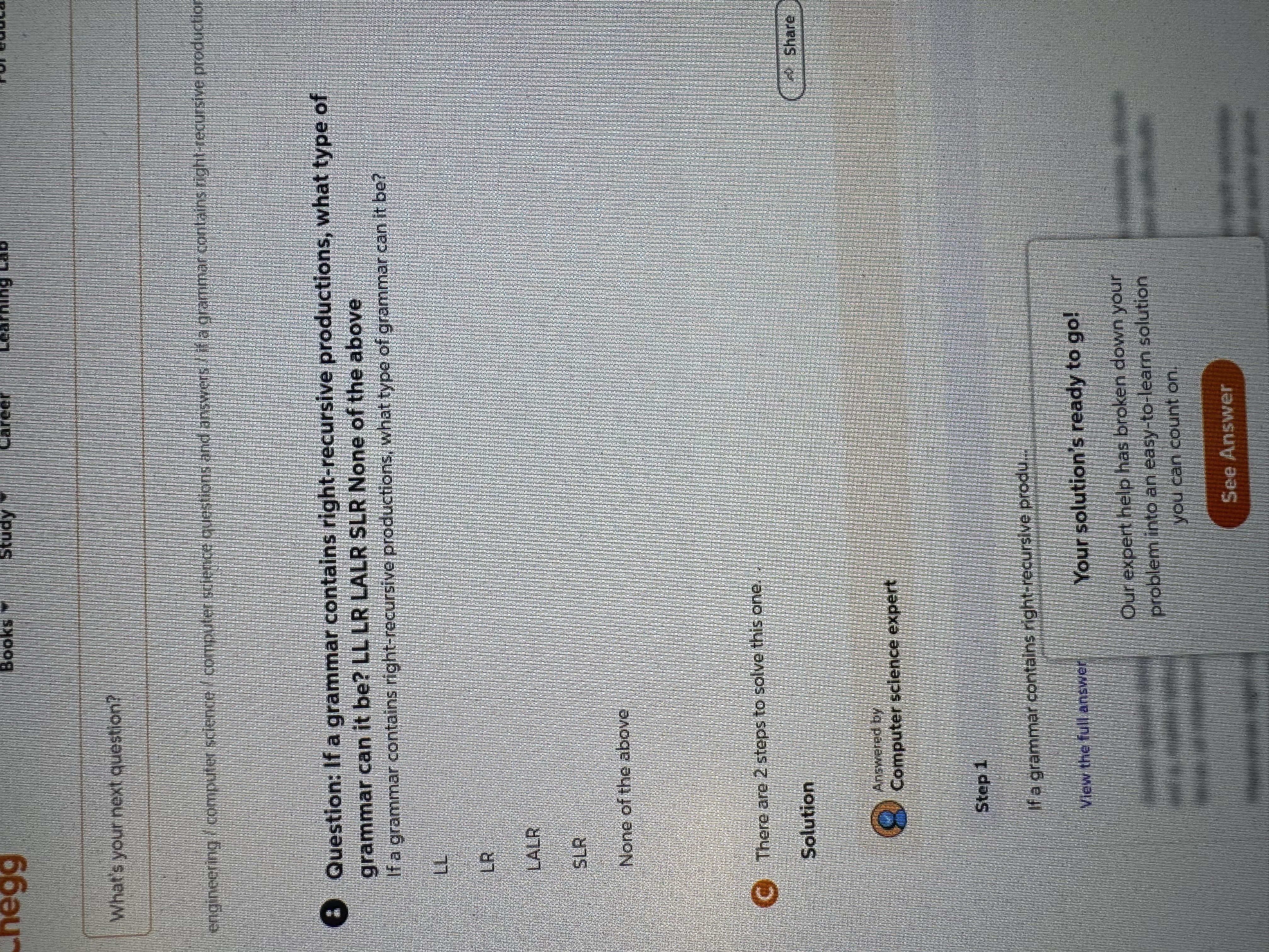 if a grammar contains a right recurseive