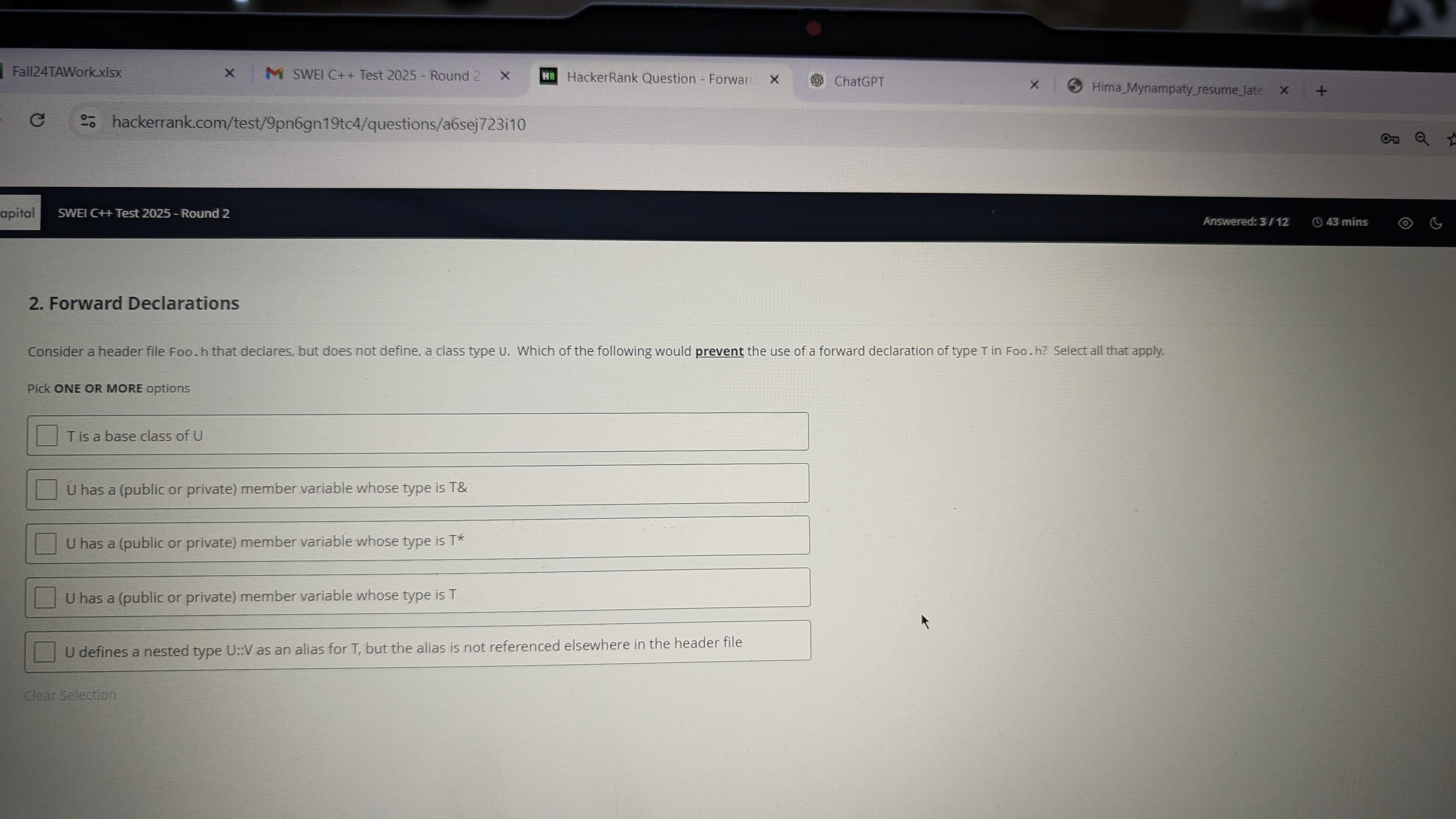 Forward Declarations Consider a header file Foo.