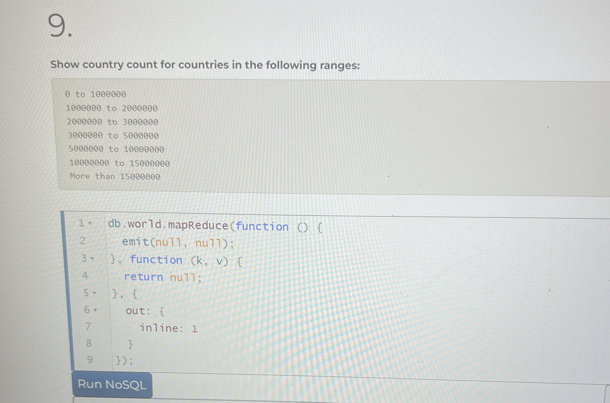 Show country count for countries in the following